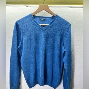 Gap Merino Wool Vneck Sweater Mens M Extra Fine Blue Casual Preppy Warm 2484